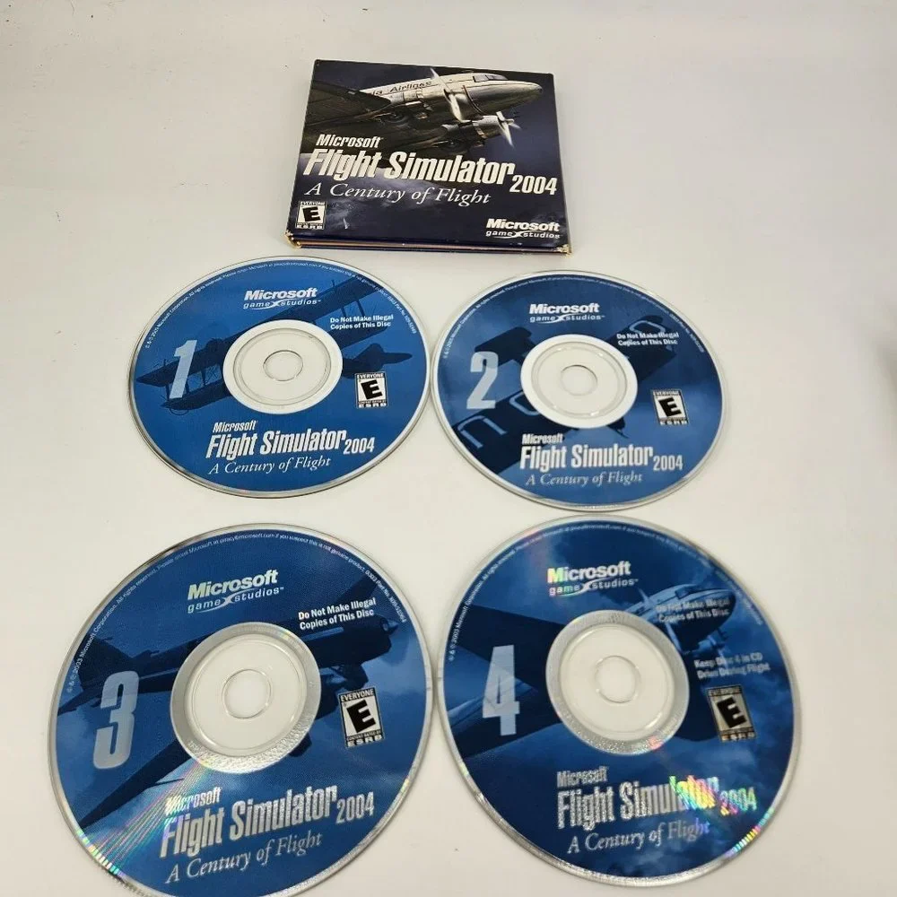 Microsoft Flight Simulator 2004 PC CD Disc II Handbook Airplane School Computer